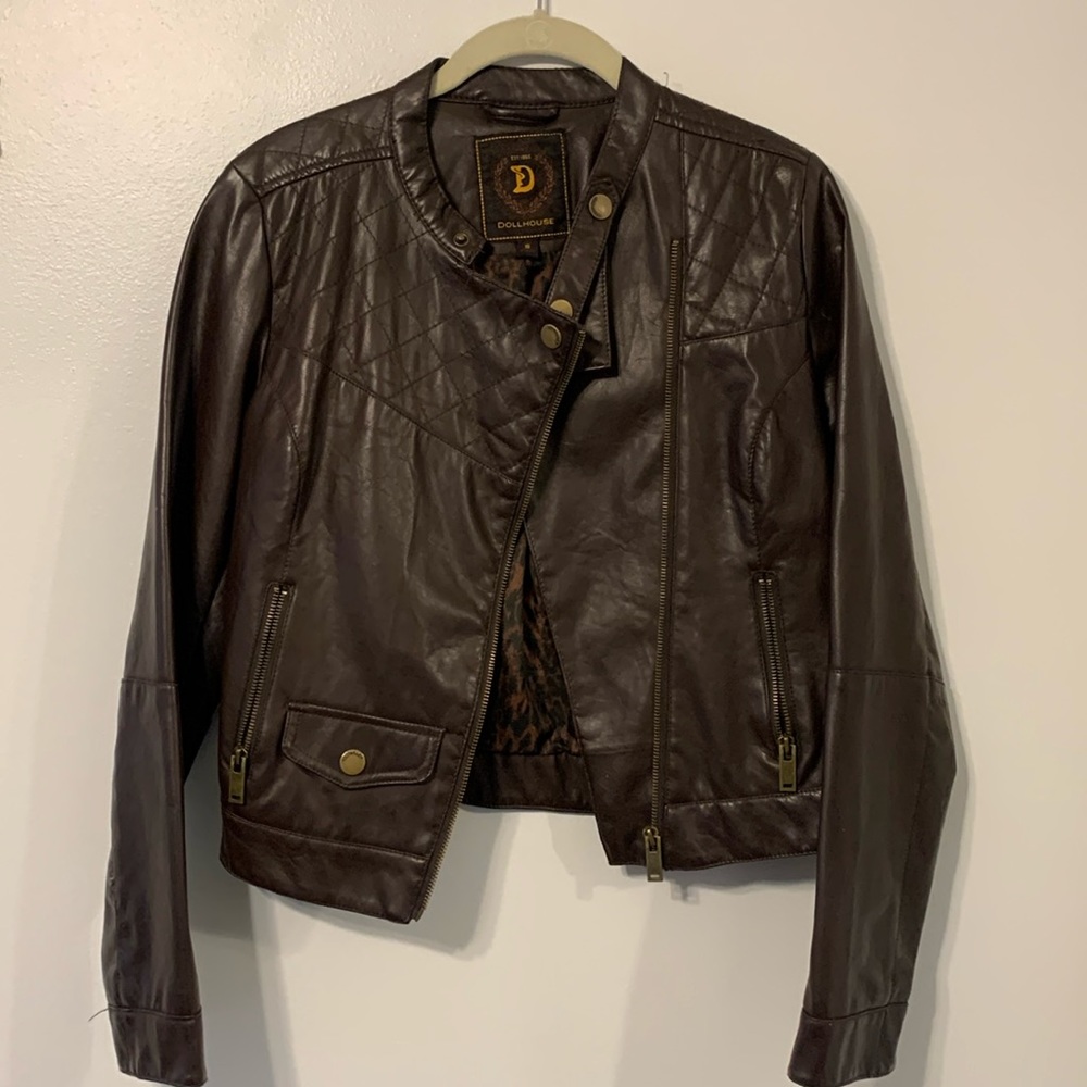Leather-style biker Jacket